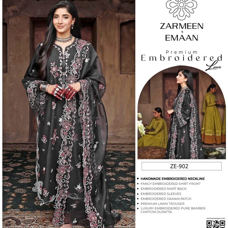 Zarmeen Emaan Embroidered 3 Piece Dress unstitched