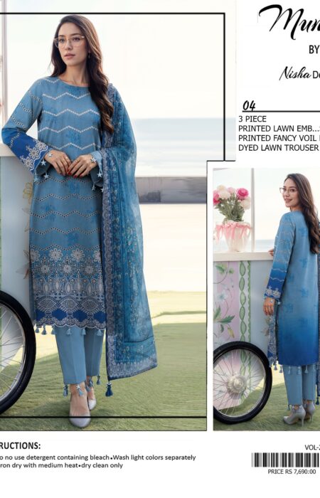 Embroidered Lawn 3 Piece Suit for Women